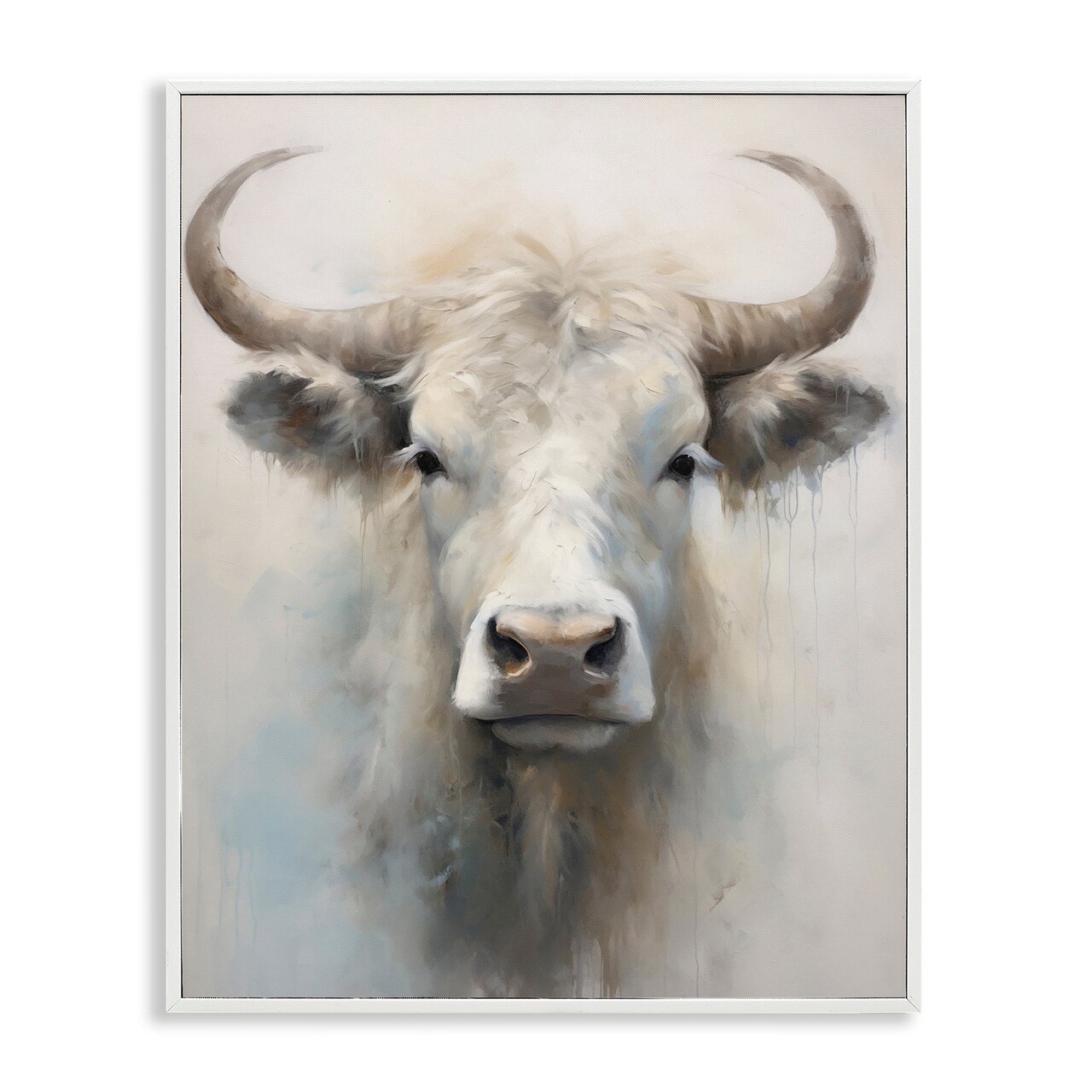 Stupell Industries Centered White Cattle Framed Giclee Wall Art Design by Arlington Prints